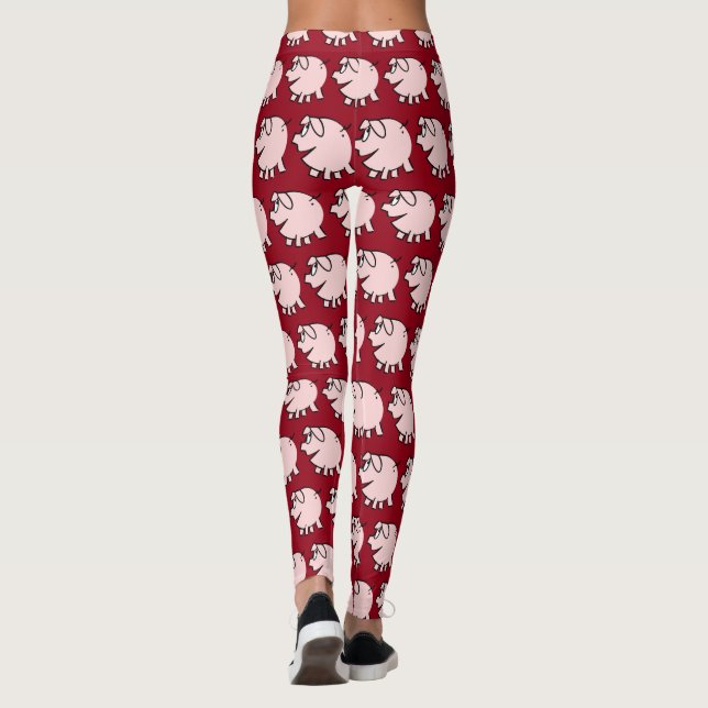 Leggings Gracioso 3 Personalizado Cerdo Ilustracion Elegir  (Reverso)