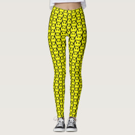 Leggings Gracioso Happy Faces Yellow Black Pattern