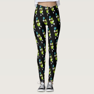 Leggings Gracioso Mustache Pickle Jugando Balón Negro