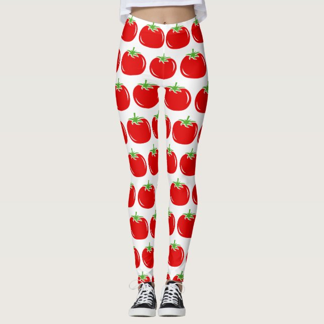 Leggings Gracioso patrón de tomate rojo personalizado leggi (Anverso)
