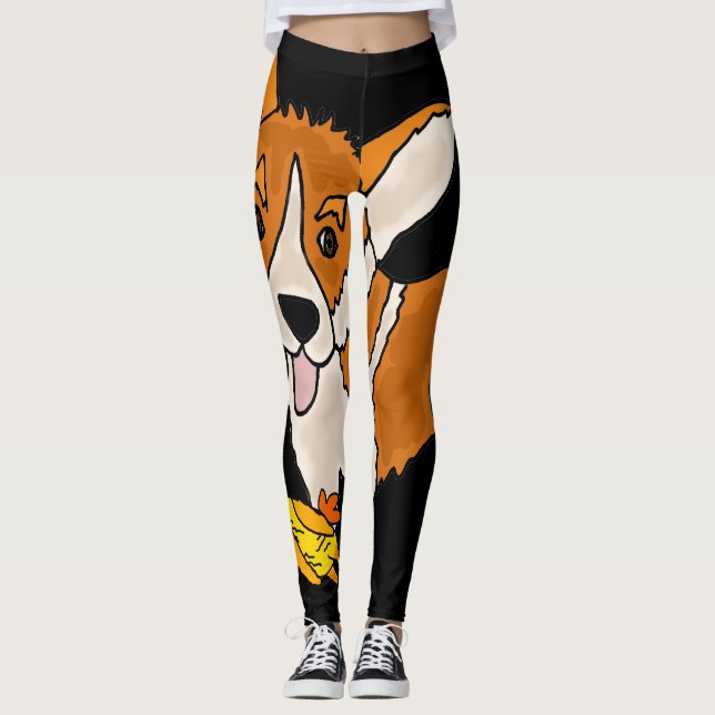 Leggings Gracioso perro galés con pollo de caucho (Anverso)
