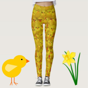 Leggings Gracioso picante de pollo amarillo en las piernas
