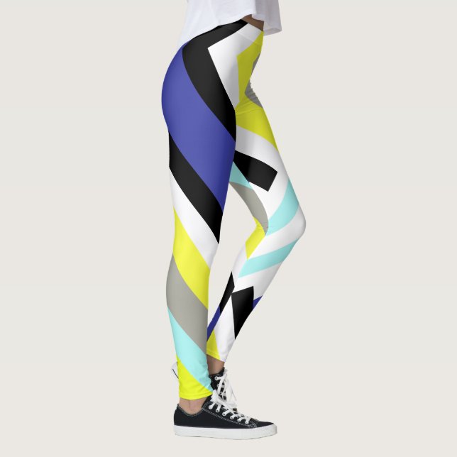 Leggings Gracioso Resumen Arte Amarillo Pastel Azul Tema (Derecha)