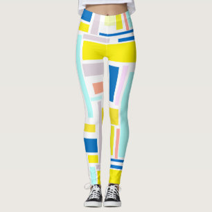 Leggings Gracioso Resumen Arte Amarillo Turquesa Pale Paste