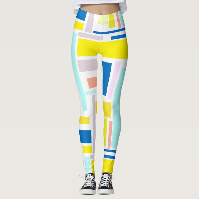 Leggings Gracioso Resumen Arte Amarillo Turquesa Pale Paste (Anverso)