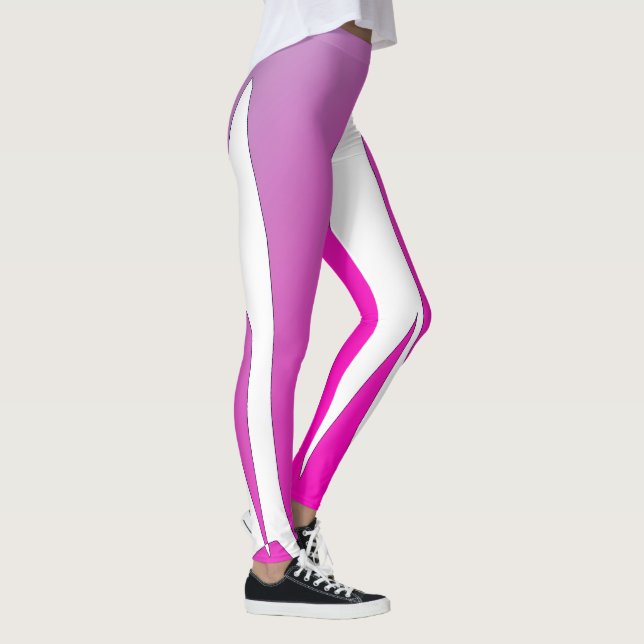 Leggings Gracioso Resumen Arte Púrpura Blanco Rosa (Derecha)