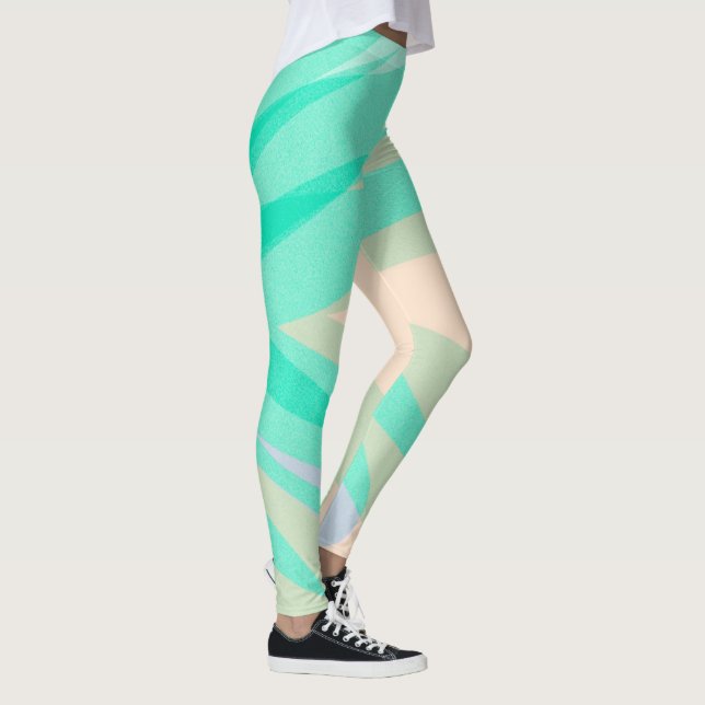Leggings Gracioso Resumen Arte Turquesa Pastel Rosa (Derecha)