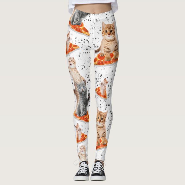 Leggings Graciosos Gatos De Pizza - Martillo De Pizza Cute (Anverso)