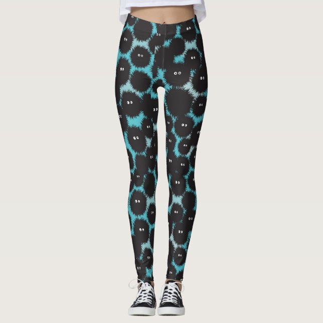 Leggings Graciosos monstruos esponjosos negros (Anverso)