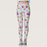 Leggings Graciosos Nacimientos con Patrón de Pastel y Vela<br><div class="desc">¡Ponte los pantalones de cumpleaños! Leggings súper divertidas con un patrón de pasteles, velas y confeti. Perfecto para celebrar el cumpleaños de alguien, hacer ejercicio o la diversión diaria.</div>