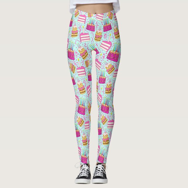 Leggings Graciosos Nacimientos con Patrón de Pastel y Vela (Anverso)