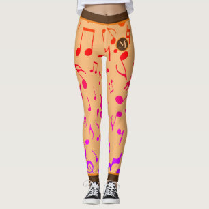 Leggings GRADIENT Music Notes PEACH