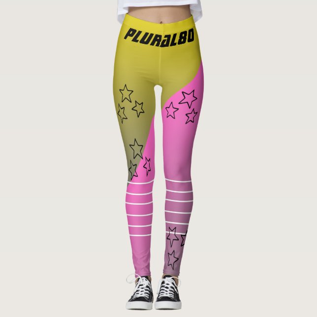 Leggings Gradiente amarillo rosa monogramado de estilo (Anverso)