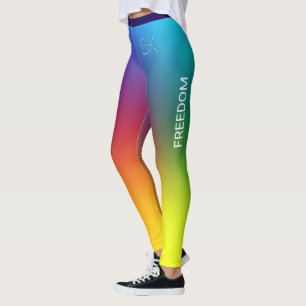 Leggings Gradiente arcoiris, libertad, monograma personaliz