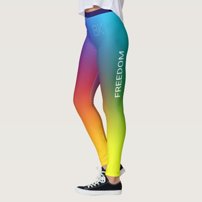 Leggings Gradiente arcoiris, libertad, monograma personaliz (Izquierda)