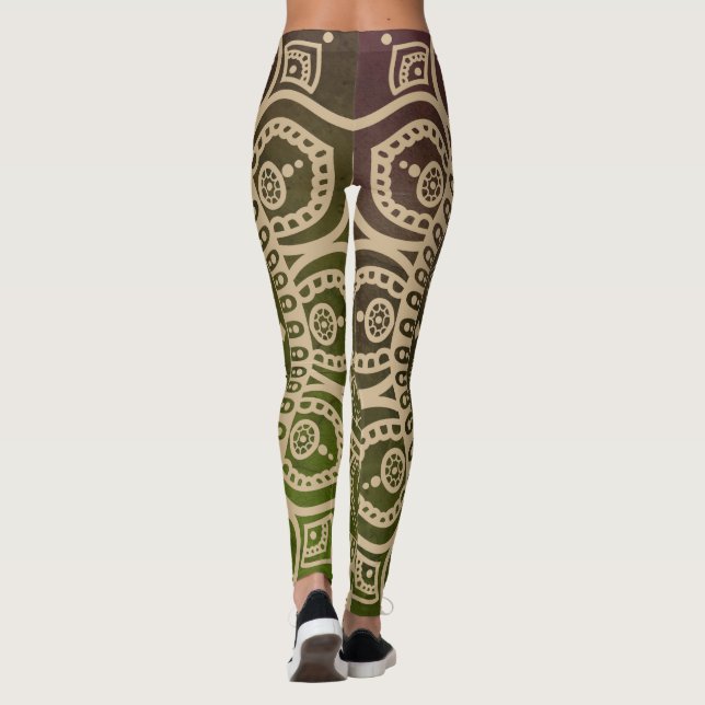 Leggings Gradiente artístico polvoriento verde Mandala Entr (Reverso)