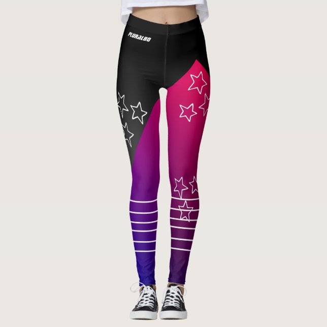 Leggings Gradiente azul rosado negro monogramado deportivo (Anverso)