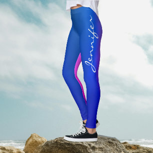 Leggings Gradiente Bicolor Azul Rosa de Letra Blanca de Mod