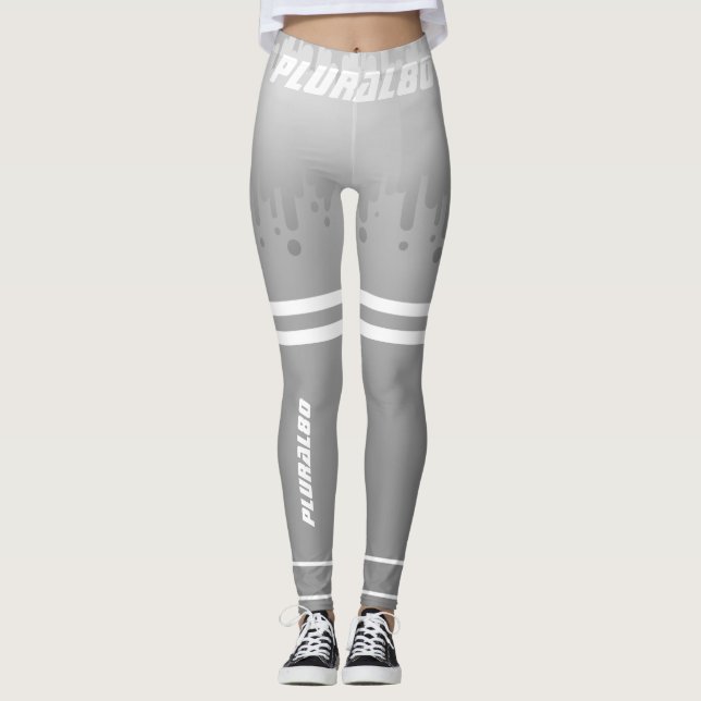 Leggings Gradiente blanco gris monocromático (Anverso)