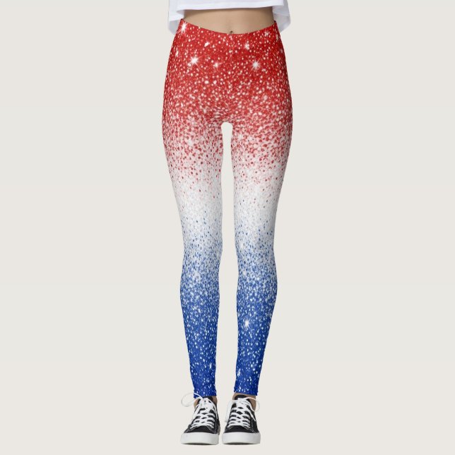 Leggings Gradiente Brillante Rojo Blanco Azul Día Patriótic (Anverso)