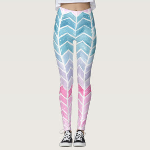 Leggings Gradiente Chevron: Patrón Herringbone de acuarela.