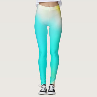 Leggings Gradiente de acuarela de amarillo a verde teal Omb
