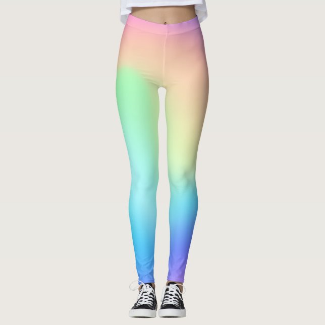 Leggings gradiente de arcoiris oscuro holográfico Vaporwave (Anverso)