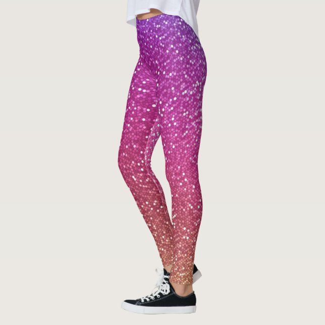 Leggings Gradiente de arcoiris Purpurina exagerado (Izquierda)