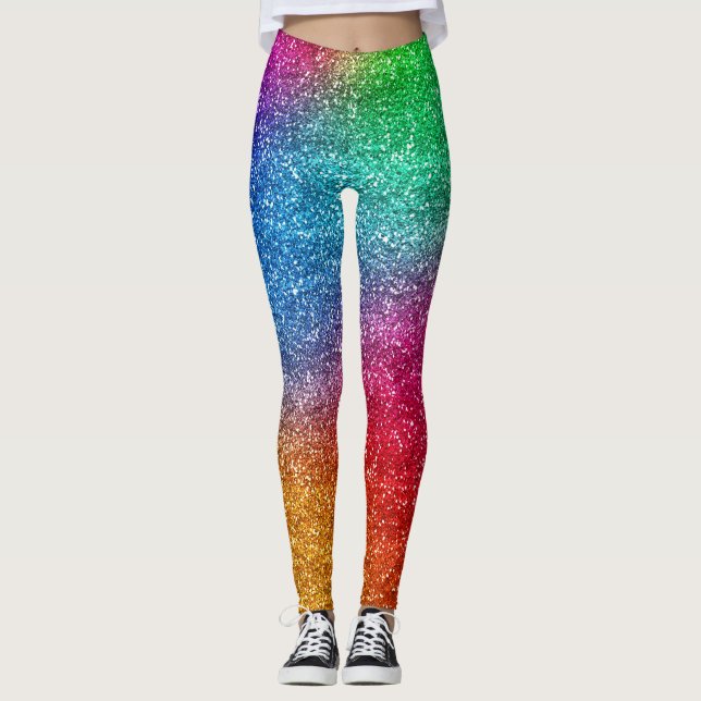Leggings Gradiente de brillo de arcoíris brillante (Anverso)