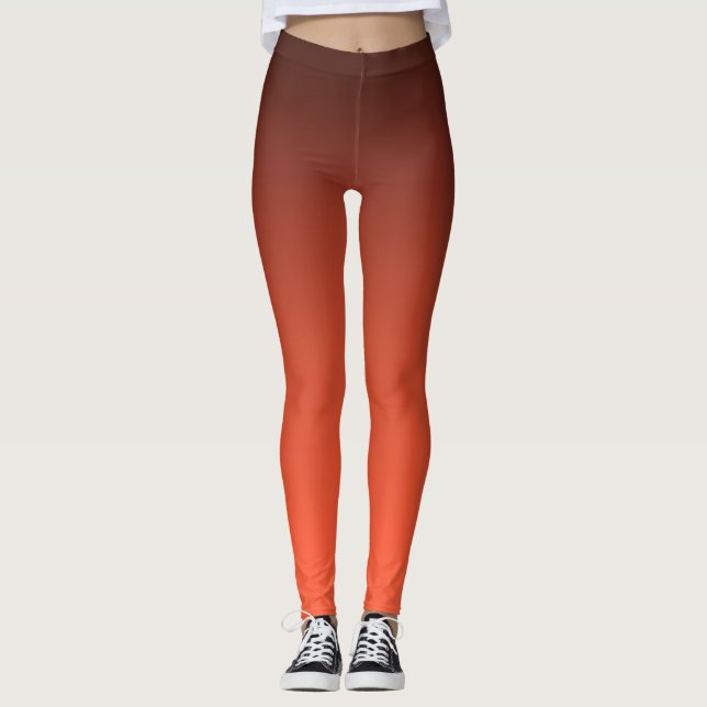 Leggings Gradiente de Naranja Quemado  Ómbre Cálido (Anverso)