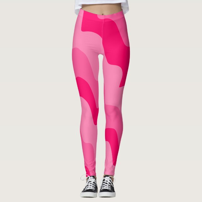 Leggings Gradiente de ondas oceánicas onduladas rosadas (Anverso)