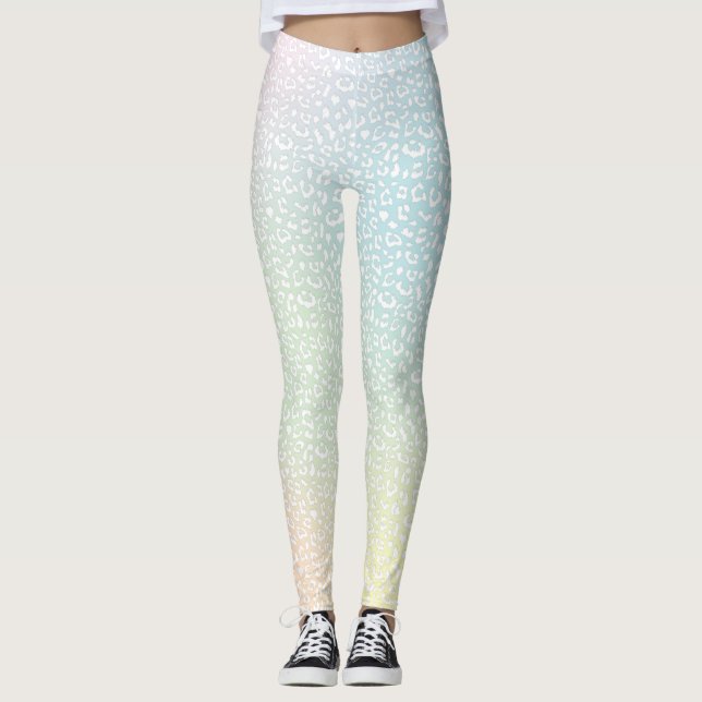 Leggings Gradiente de Pastel de impresión de leopardo blanc (Anverso)