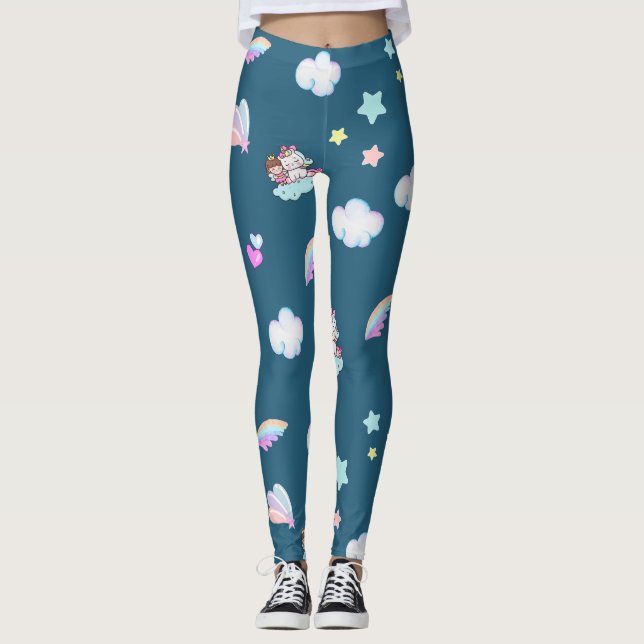 Leggings Gradiente de patrón de arcoiris de la princesa Mag (Anverso)