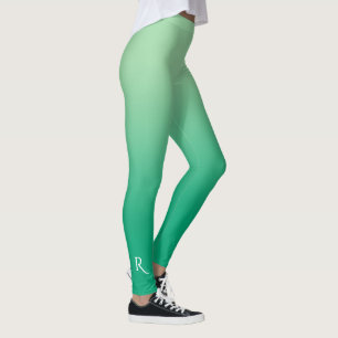 Leggings Gradiente de verde claro a oscuro con monograma el