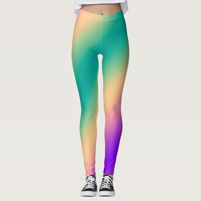 Leggings Gradiente gris oscuro verde amarillo rosa púrpura  (Anverso)