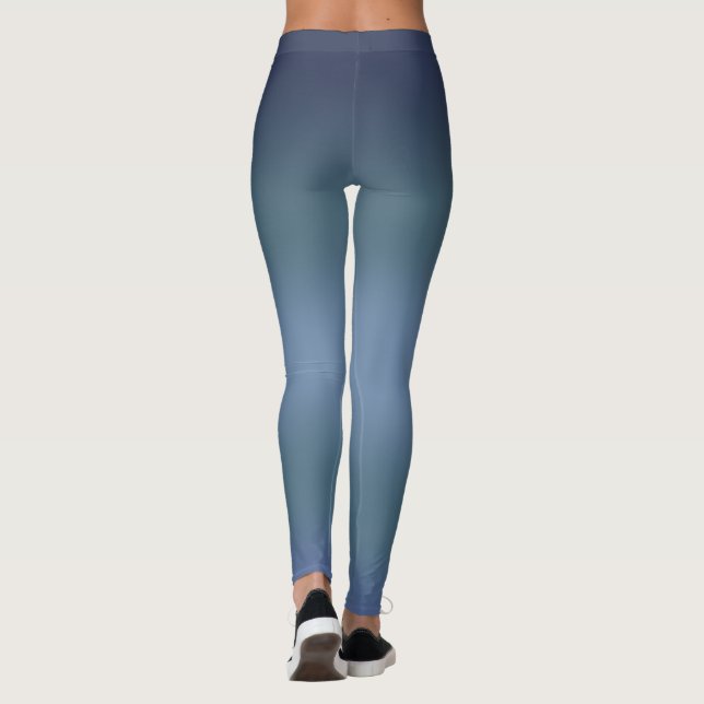 Leggings Gradiente marino azul moderno Galaxia acuarela (Reverso)