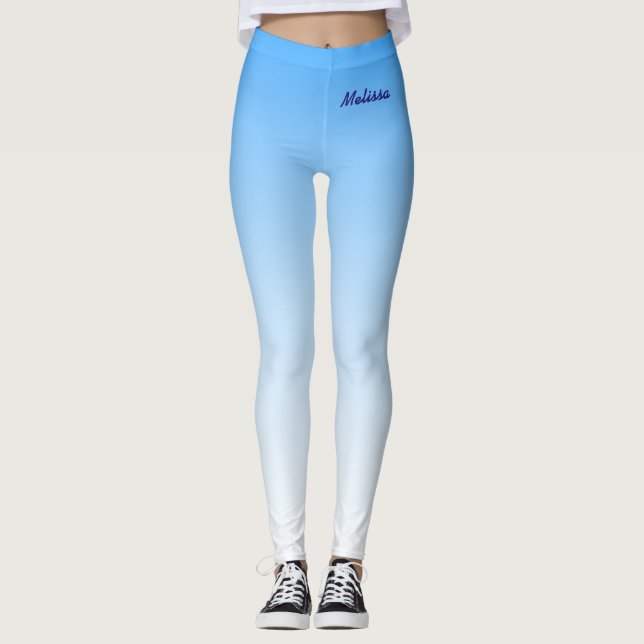 Leggings Gradiente minimalista con su nombre en azul cielo (Anverso)