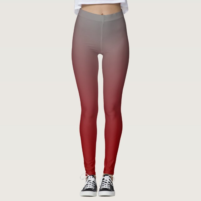 Leggings Gradiente Moderno de Rojo a Gris (Anverso)