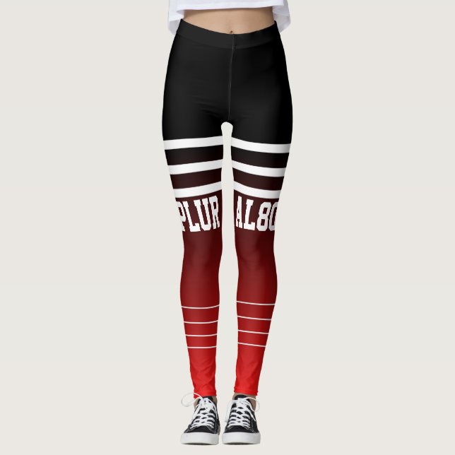 Leggings Gradiente monogramado de diseño rojo negro (Anverso)