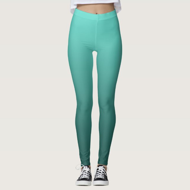 Leggings Gradiente neutro y plano Verde azulado (Anverso)