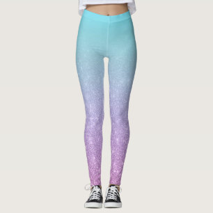 Leggings Gradiente Ombre Purpurina Azul Púrpura Moda