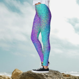 Leggings Gradiente Purpura Turquesa Brillante Glitter Fiest