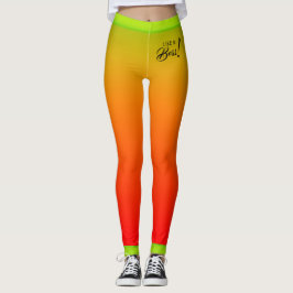 Leggings Gradiente rojo amarillo tropical con texto similar