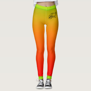 Leggings Gradiente rojo amarillo tropical con texto similar
