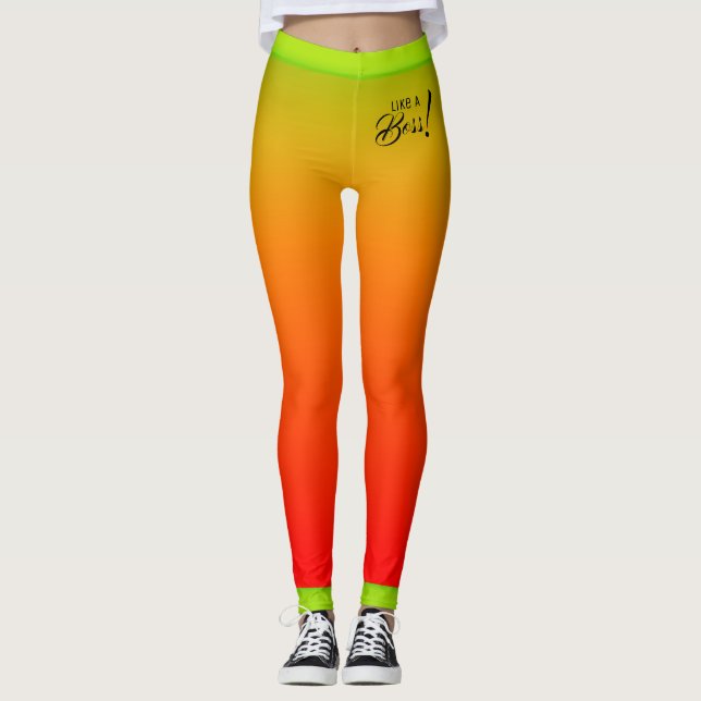 Leggings Gradiente rojo amarillo tropical con texto similar (Anverso)