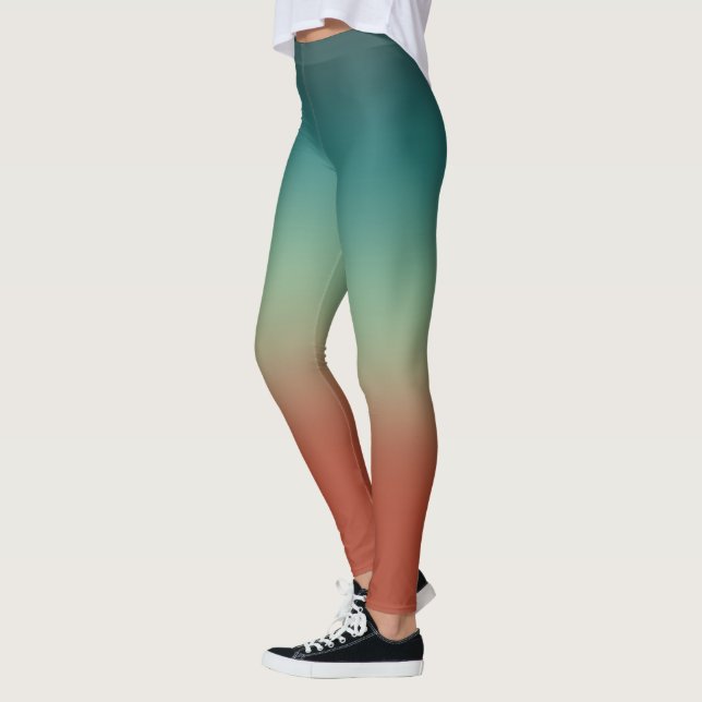 Leggings Gradiente rojo verde azulado de pizarra negra rusa (Izquierda)