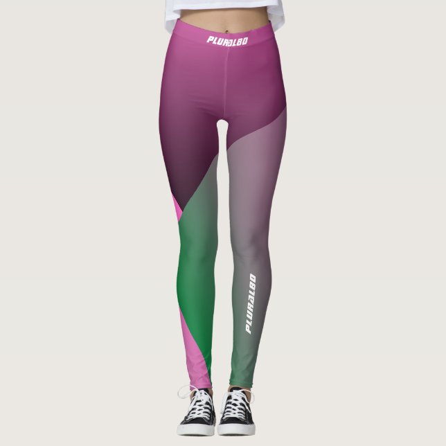 Leggings Gradiente verde rosado monogramado (Anverso)