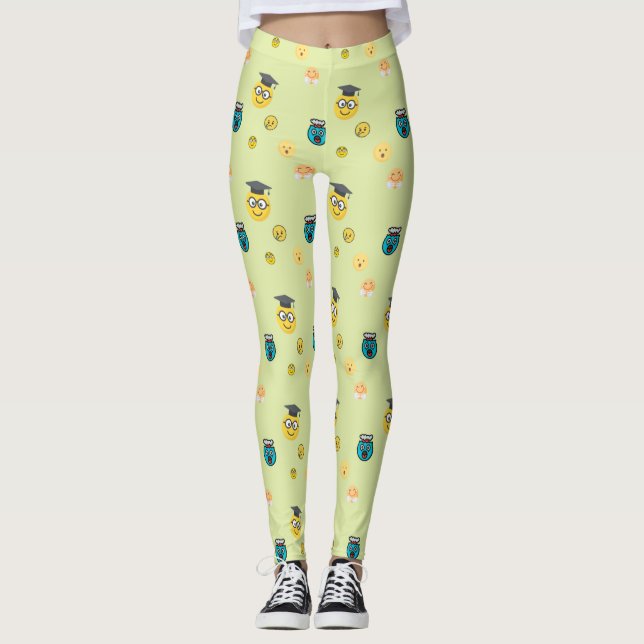 Leggings Gradual gracioso, emojis aterrorizadas (Anverso)