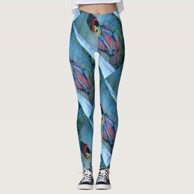 Leggings graffiti abstracto chica azul verde (Anverso)
