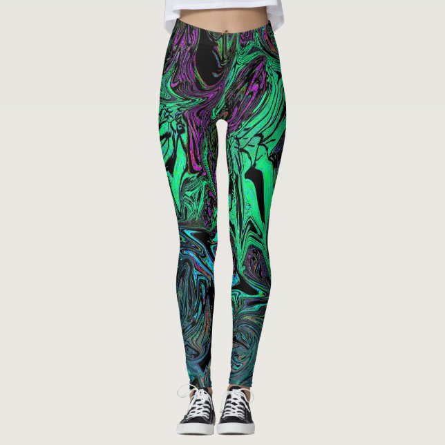 Leggings Graffiti líquido verde (Anverso)